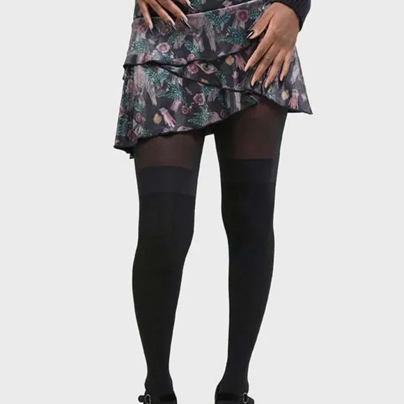 NWT Killstar CORAX Rara Mini Skirt — XL Raven Print Velvet Tiered Goth Skirt - Picture 2 of 6